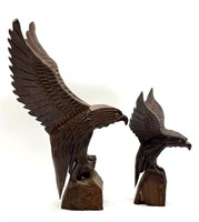 (2) Wood Carved Eagles 17” and Smaller (no artist
