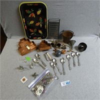 Various Keys, Small Copper Bucket, Pewter Figures