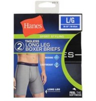 HANES 2pr Mens LARGE 36/38 Long Leg Boxer Briefs