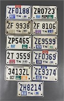 Eleven Embossed Tennessee Motorcycle Tags