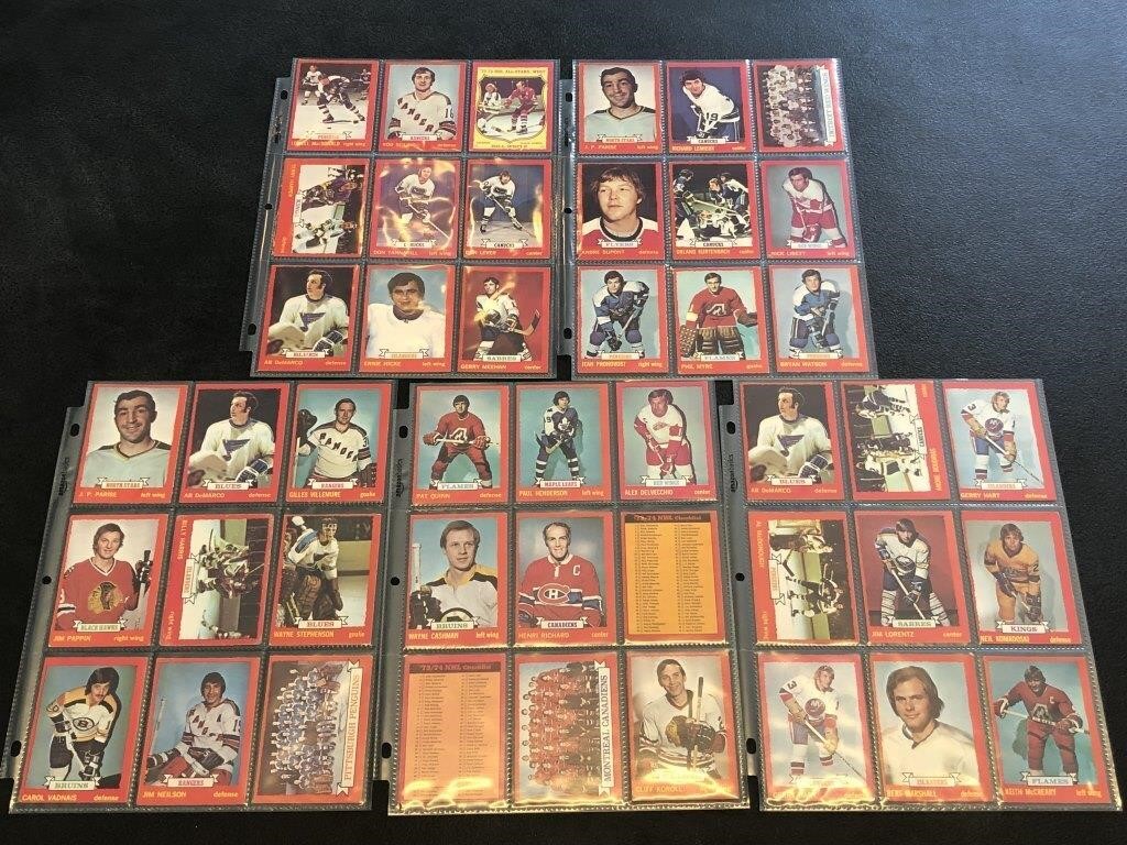 5 PAGES OF 1972-73 CARDS