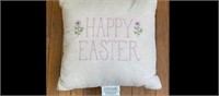 Happy Easter Embroidered Throw Pillow