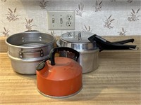 pressure cooker, double boiler pan, tea kettle