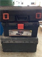 2 toolboxes -one with contents and a black and