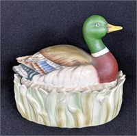Hand Painted Duck On Nest Dish