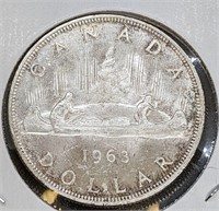 1963 Canadian Silver $1 Dollar Coin