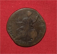 Colonial 1775 Half Penny, Wedge Top 7's