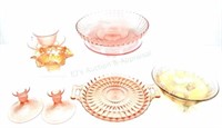 (9) Assorted Carnival & Pink Depression Glass