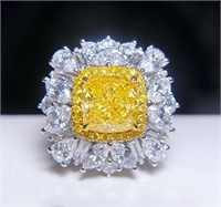3ct Natural Yellow Diamond 18Kt Gold Ring