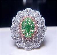 3ct Natural Green Diamond 18Kt Gold Ring