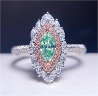 Natural Green Diamond 18Kt Gold Ring