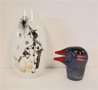 Vallien Kosta Boda Bird Figurine & Peynet Vase