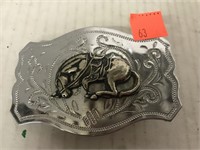 Belt Buckle with Horse. 2.5x4in  Silver tone.