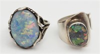2-STERLING MODERNIST RINGS WITH MULTI TONED