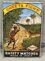 CHEETA  FIGHT Safety Matches Tin Sign - 175 x 250