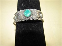 Silver-Tone Turquoise Cuff Bracelet
