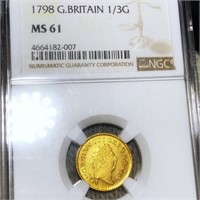 1798 Great Britain Gold 1/3 Guinea NGC - MS61