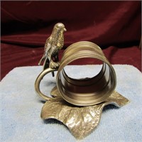 Figural Silver plate Napkin ring. Bird, leaf.