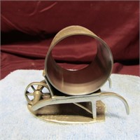 Figural Silver plate Napkin ring. Wheelbarrow