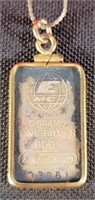 Engelhard 5 Gram Fine Silver .999 Bar Pendant