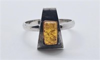 Amber Ring Sterling Silver