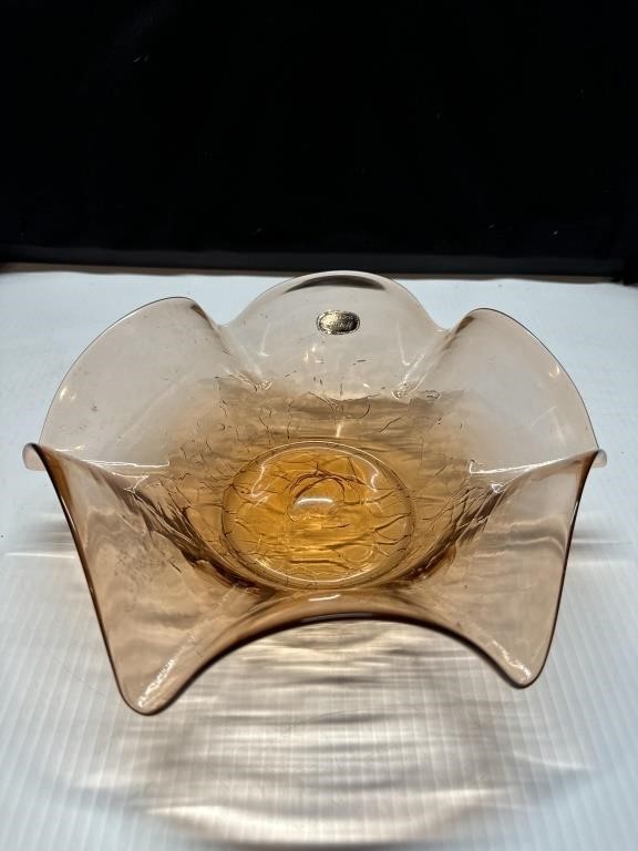 Vintage Bischoff Glass Wave Crackle  Glass Bowl