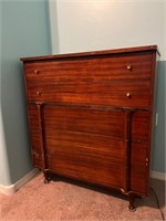 MCM Vintage Wood 5 Drawer Highboy Dresser