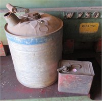 Vintage oil can with galvanized gas can.