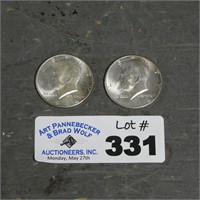 (2) Silver 1964 Kennedy Half Dollars