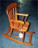 Antique Hand Crafted Wood Doll Rocking Chair