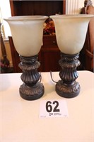 Pair of Lamps with Glass Shades(R1)