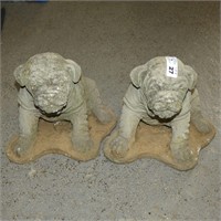 Pair of Concrete Bulldog Puppy Statues