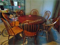 Round wood table with 7 chairs
