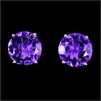 Natural Unheated Round Amethyst 10 MM Earrings