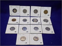 14 Canadian Nickels -various years from 1920-1970