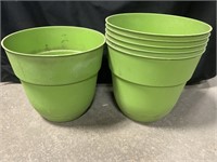 (6) Large Green Planter Pots