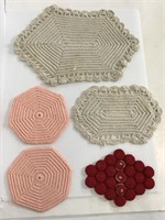 Lot of 5 crocheted hot pads