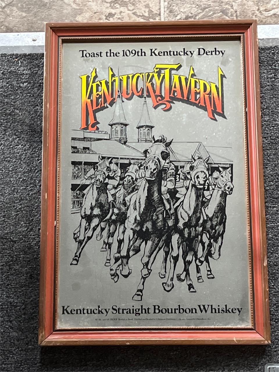 109th Kentucky Derby whiskey framed mirror sign