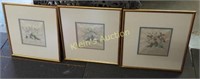 Oriental Silk Art Set Of 3 Framed