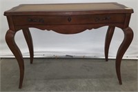 LEATHER INLAID FOYER TABLE W/DRAWER