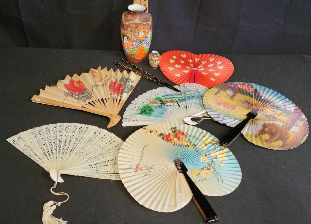 Oriental Fans and Vases