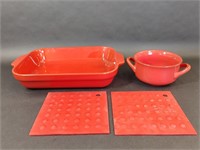 Red Emile Henry Casserole Dish,Red Soup Bowl