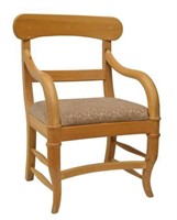 LARGE RUSTIC PINE UPHOLSTERED SEAT ARMCHAIR