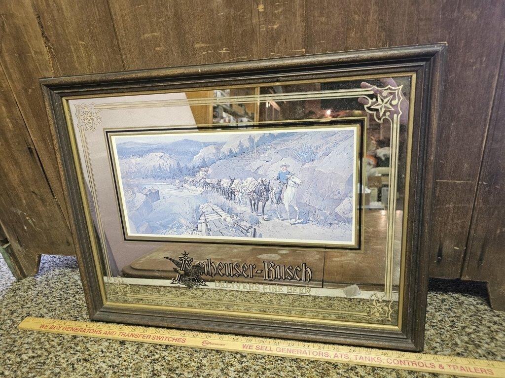 Vintage Anheuser-Busch Mirror Back Picture- 25x19