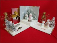 Snowman Folding Box, Two Wire Angel Ornaments