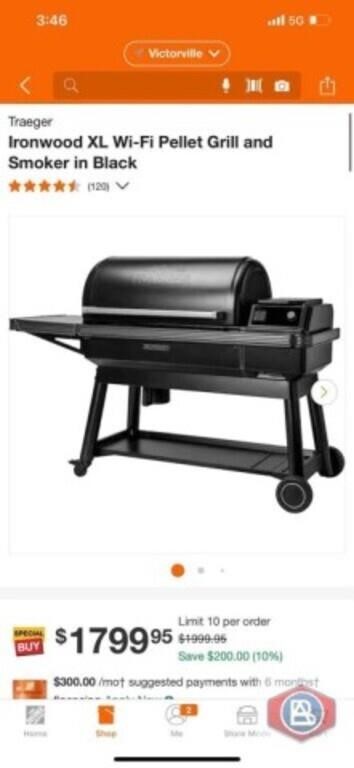 T raeger Ironwood XL Wi-Fi Pellet Grill and