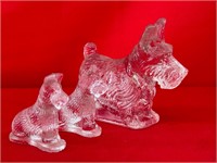 Clear Glass Vintage Scotty Dog Figurines