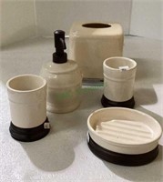 Bathroom vanity accessories include ceramic