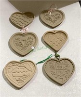 Lot of six heart-shaped cookie molds including