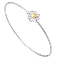 Silver Designer Flower Bangle Bracelet
